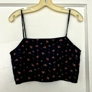 American Eagle navy floral crop tank